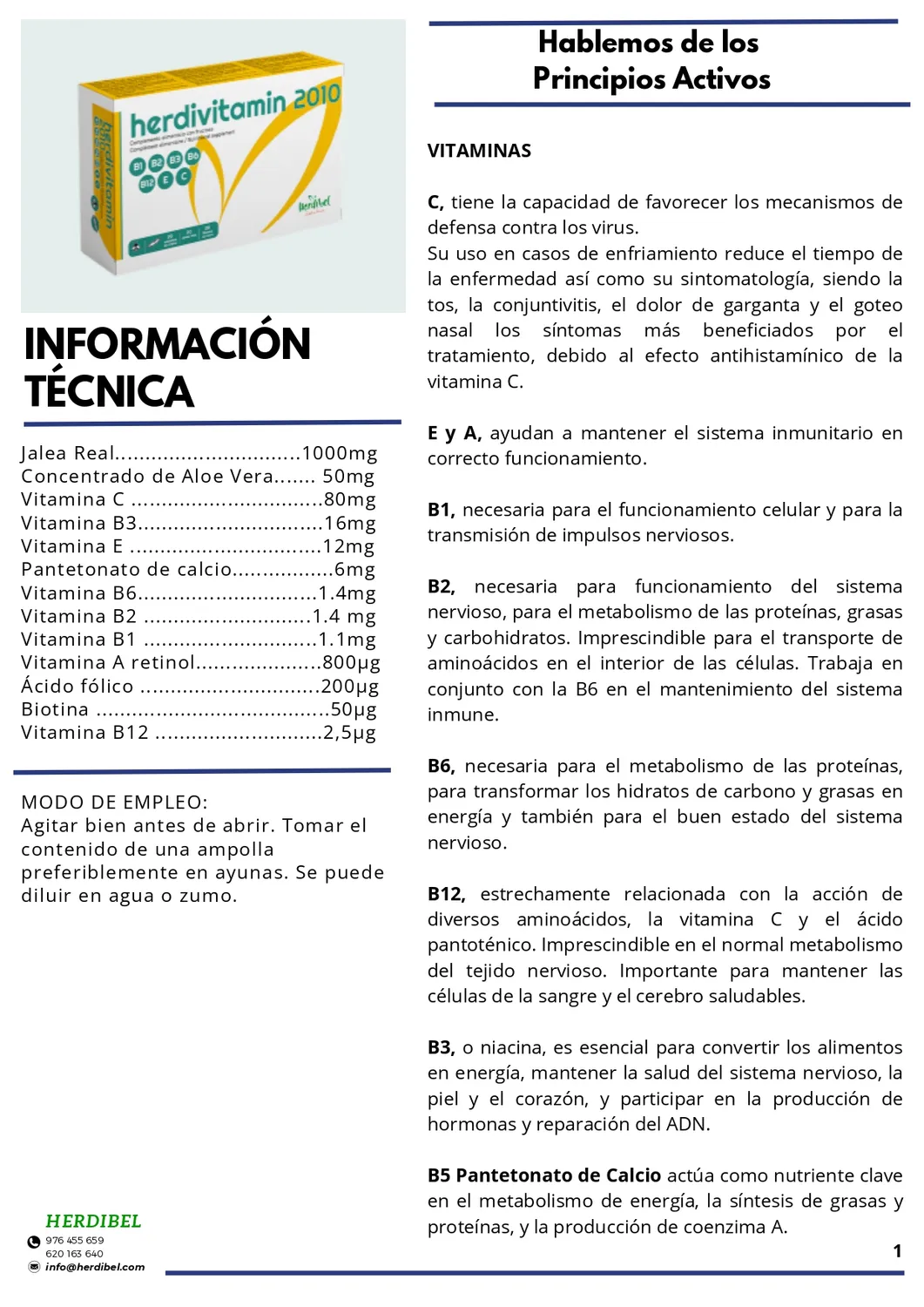 Herdibel Herdivitamin 2010 ampuller 20x10 ml energi