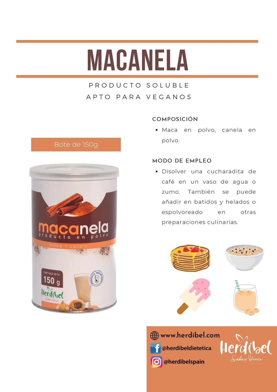 Herdibel Macanela macapulver 150 g vegansk