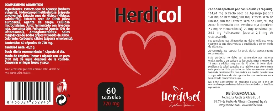 Herdibel Herdicol kapslar 60 st för kolesterol