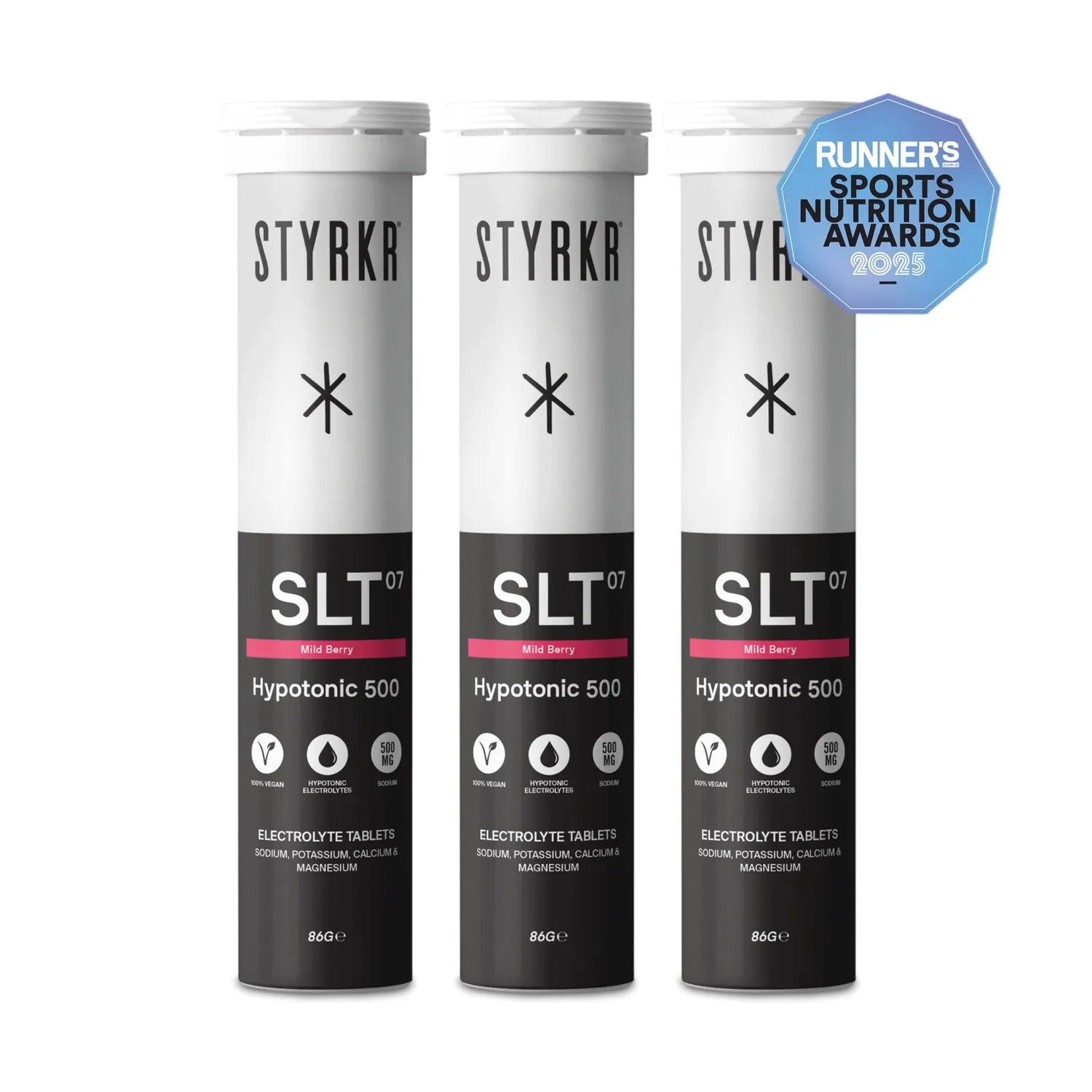 Styrkr SLT07 vätskeersättningstabletter mild berry 3-pack 500mg