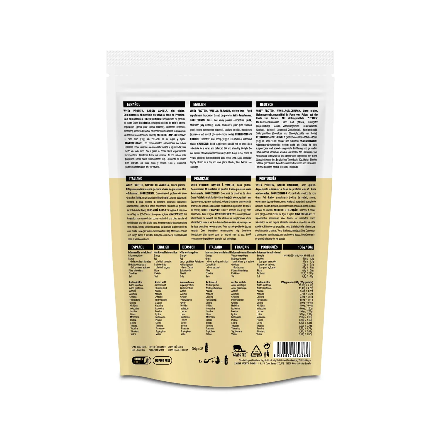 226ERS Whey Protein vassle 1 kg vanilj gräsbetat