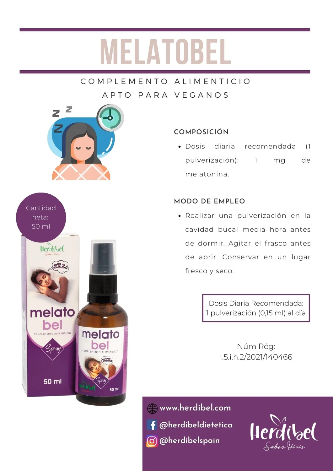 Herdibel Melatobel melatonin spray 50 ml sömn