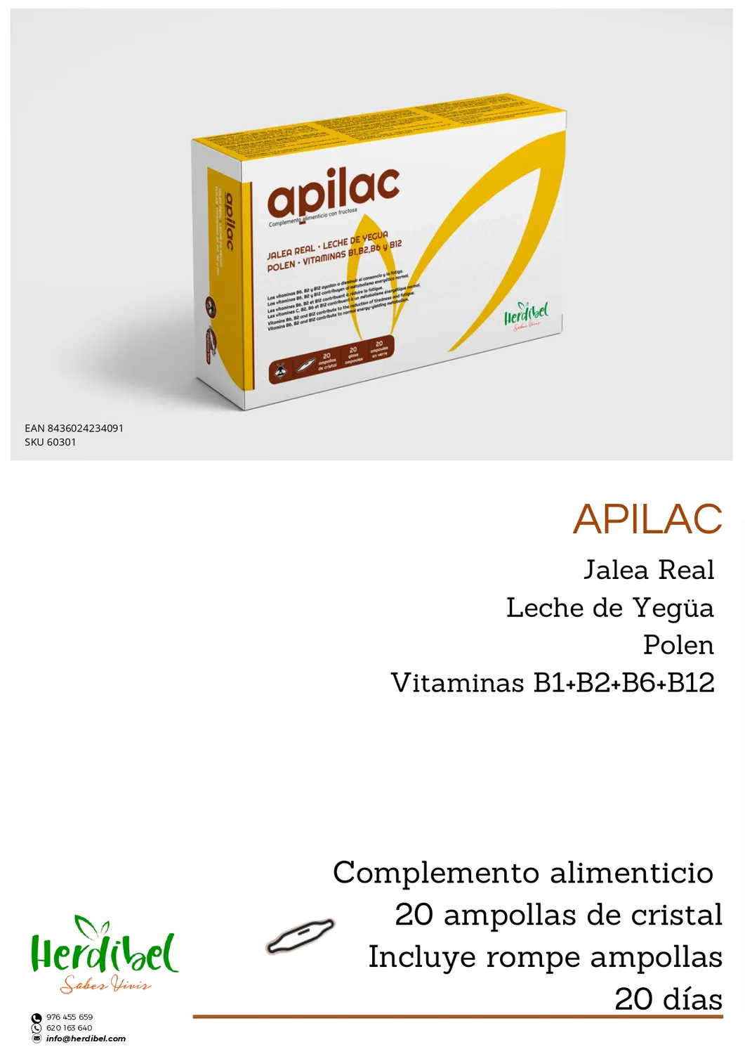 Herdibel Apilac ampuller gele royal 20-pack