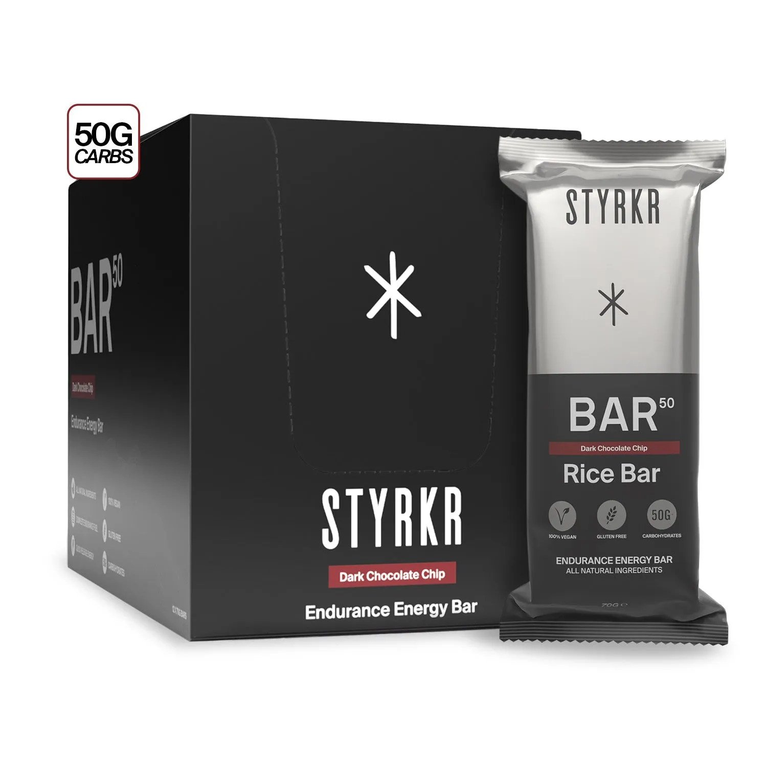 Styrkr BAR50 Dark Chocolate Chip energibar 12-pack 50 g
