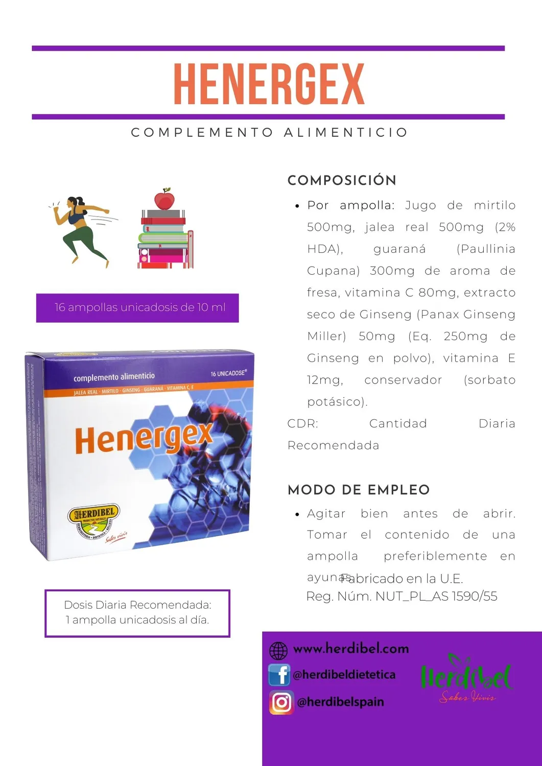 Herdibel Henergex vitamindryck 16 doser C+E