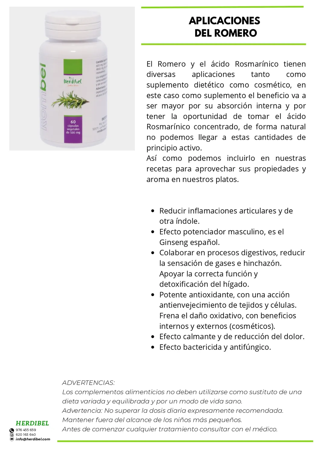 Herdibel Rombel rosmarinkapslar 60 st 500 mg