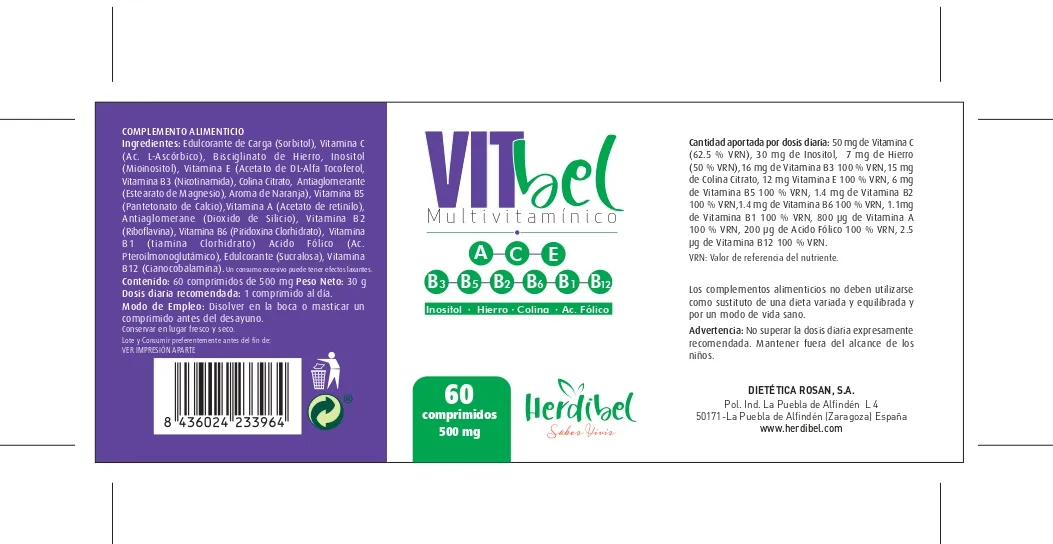 Herdibel Vitbel multivitamin tuggtabletter 60 st citrus