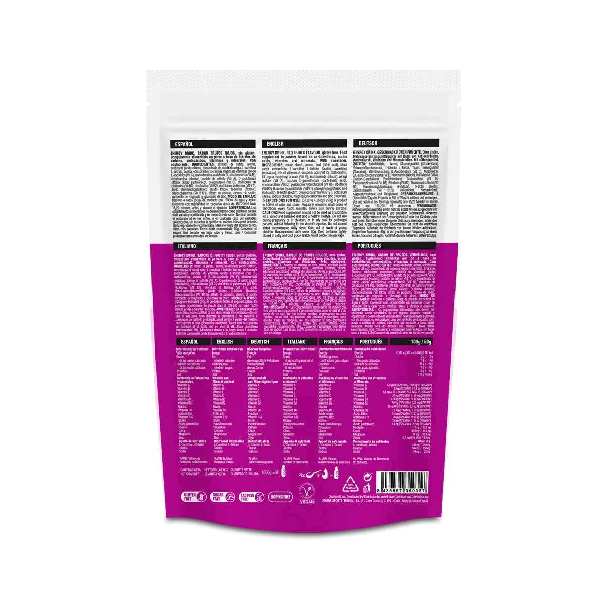 226ERS Energy Drink sportdryck citron 500 g koffeinfri