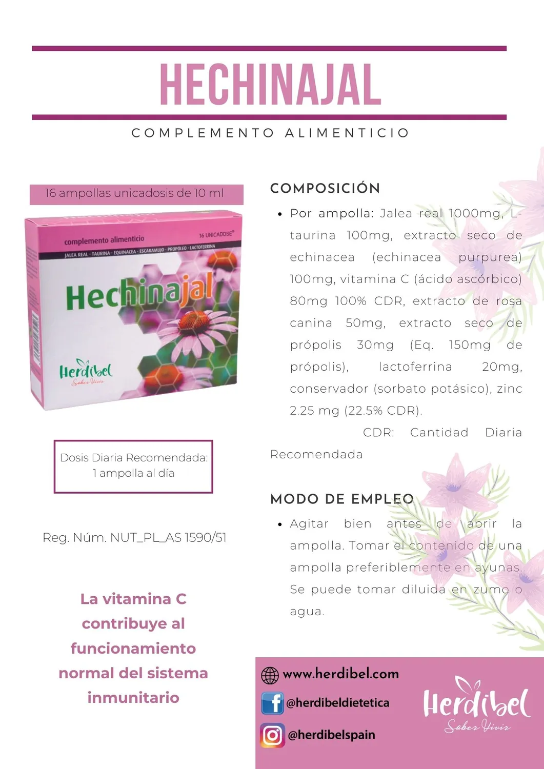 Herdibel Hechinajal C-vitamin 16 endosdoser immunstöd