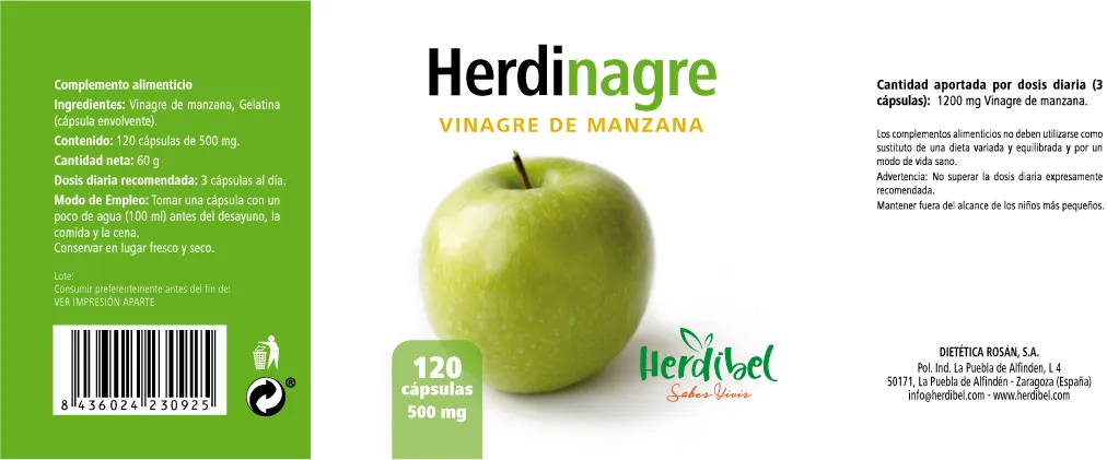 Herdibel Herdinagre äppelcidervinäger kapslar 120 st
