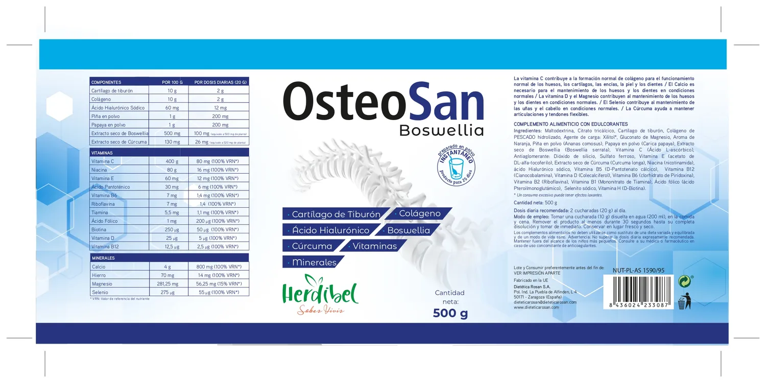 Herdibel Osteosan Boswellia pulver 500 g leder