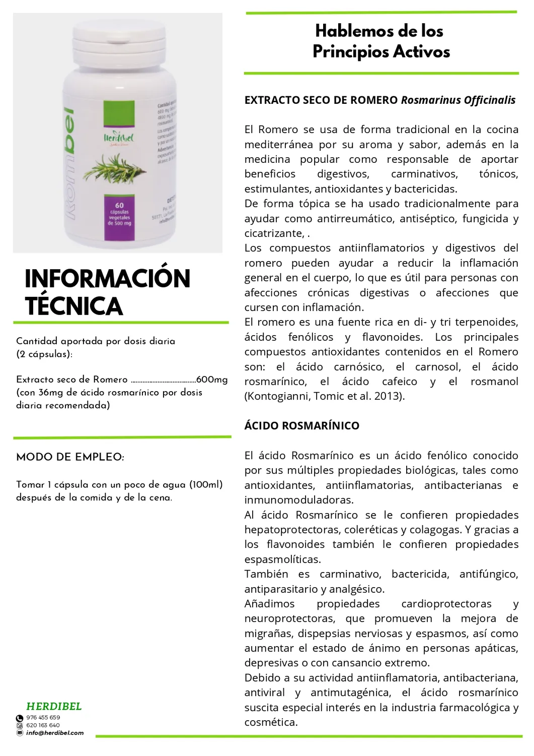 Herdibel Rombel rosmarinkapslar 60 st 500 mg