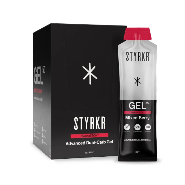 Styrkr GEL50 energigel mixed berry 12-pack 50 g kolhydrater