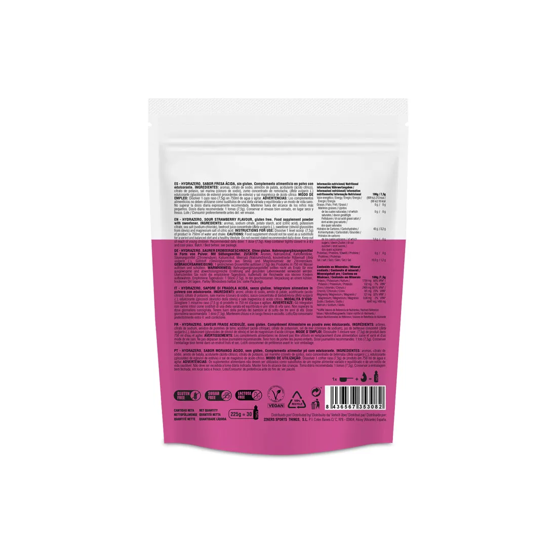 226ERS Hydrazero elektrolytdryck jordgubb 225 g