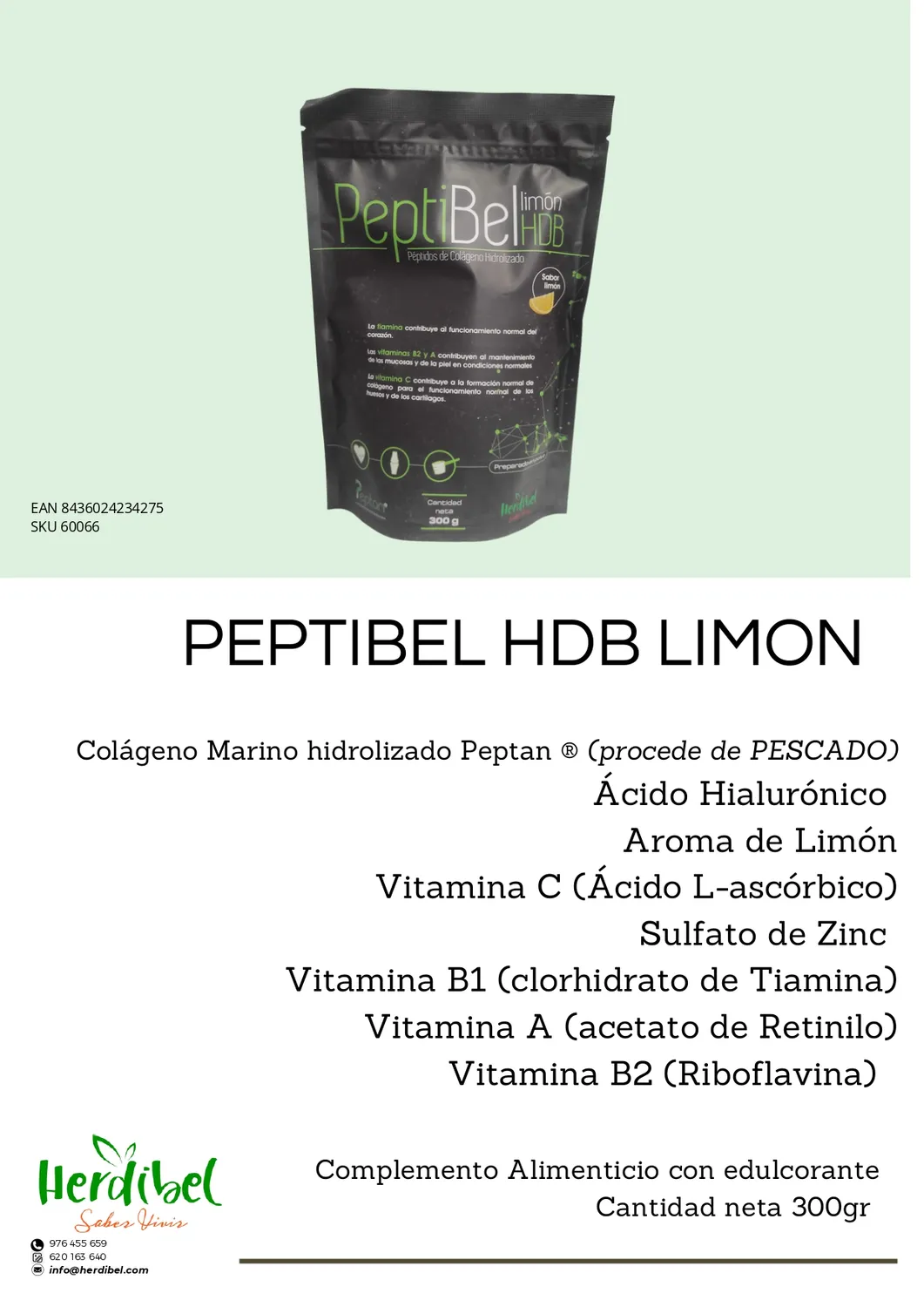 Herdibel Peptibel HDB kosttillskott citron