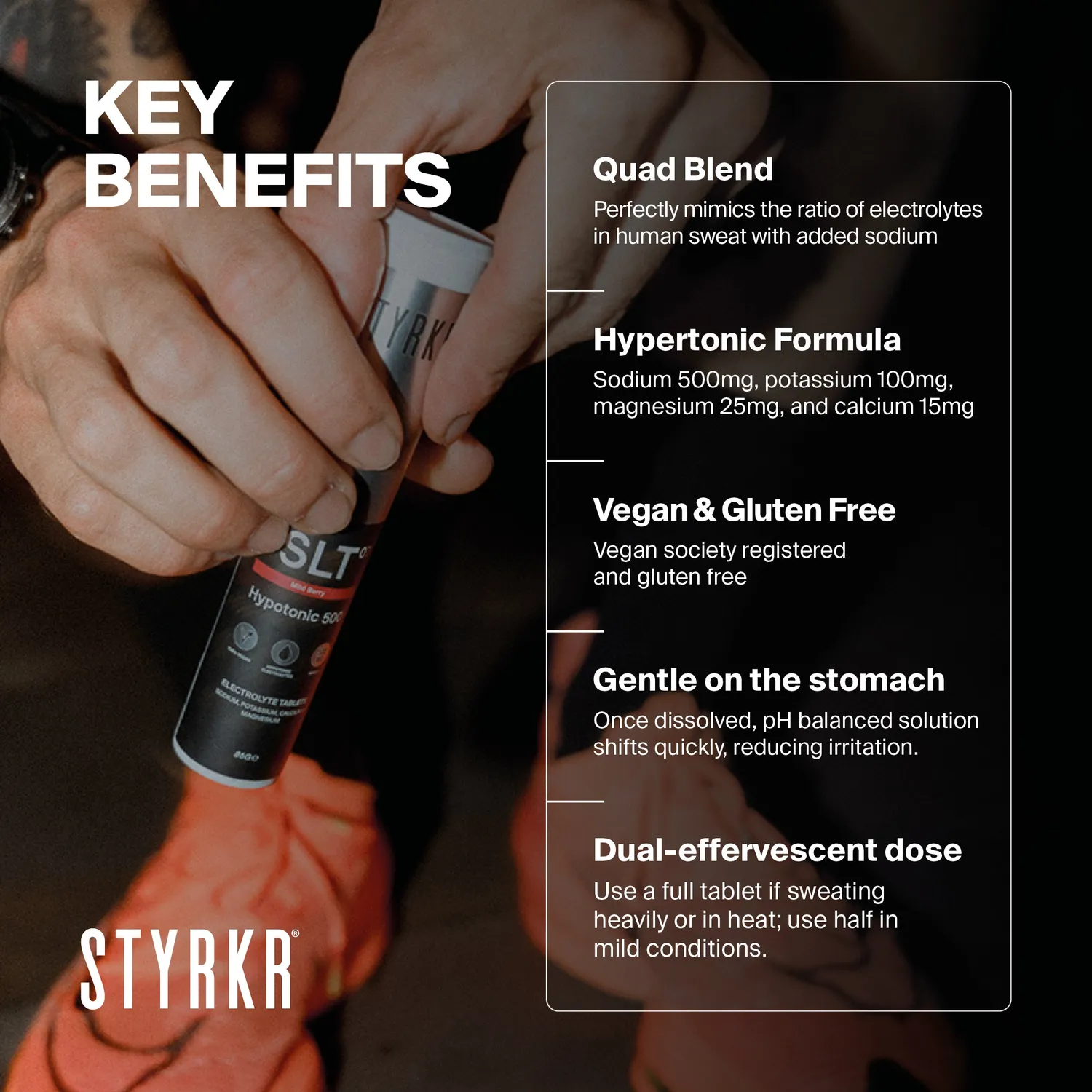 Styrkr SLT07 vätskeersättningstabletter mild berry 6-pack