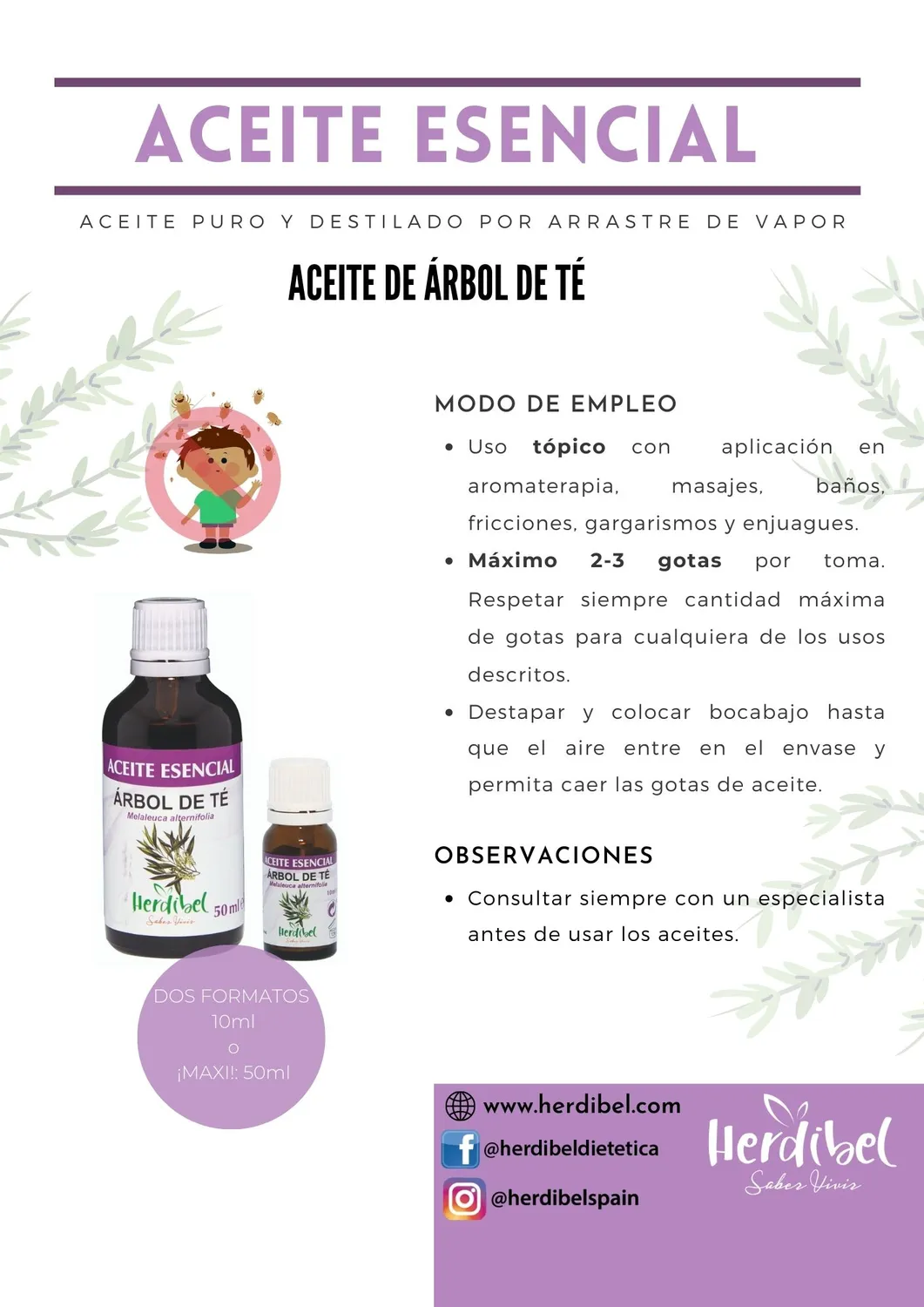 Herdibel Tea Tree olja 10 ml eterisk akne