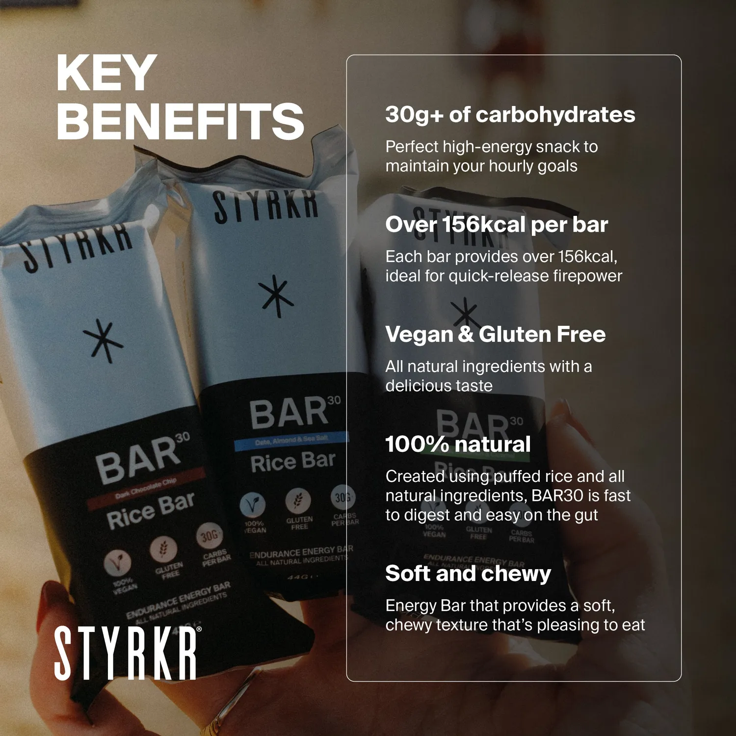 Styrkr BAR30 energibar risbar 12-pack 30g kolhydrater