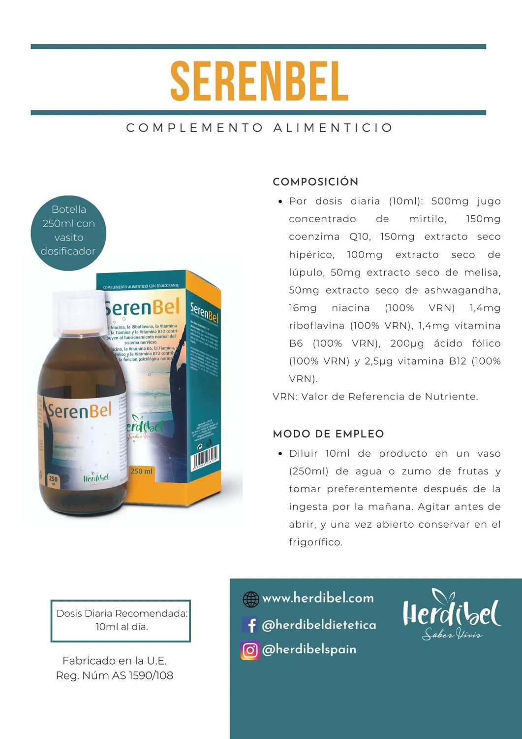 Herdibel Serenbel flytande 250 ml humle meliss