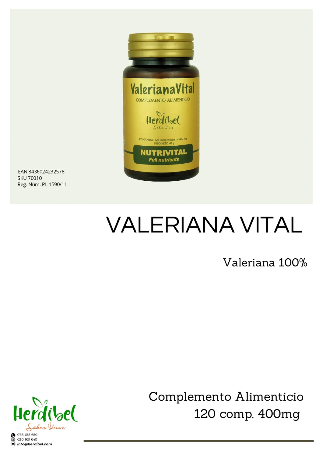 Herdibel ValerianaVital kosttillskott 120 tabletter sömn