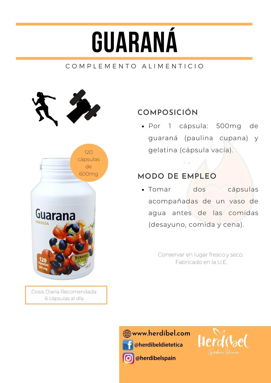 Herdibel Guaraná kapslar 120 st energi