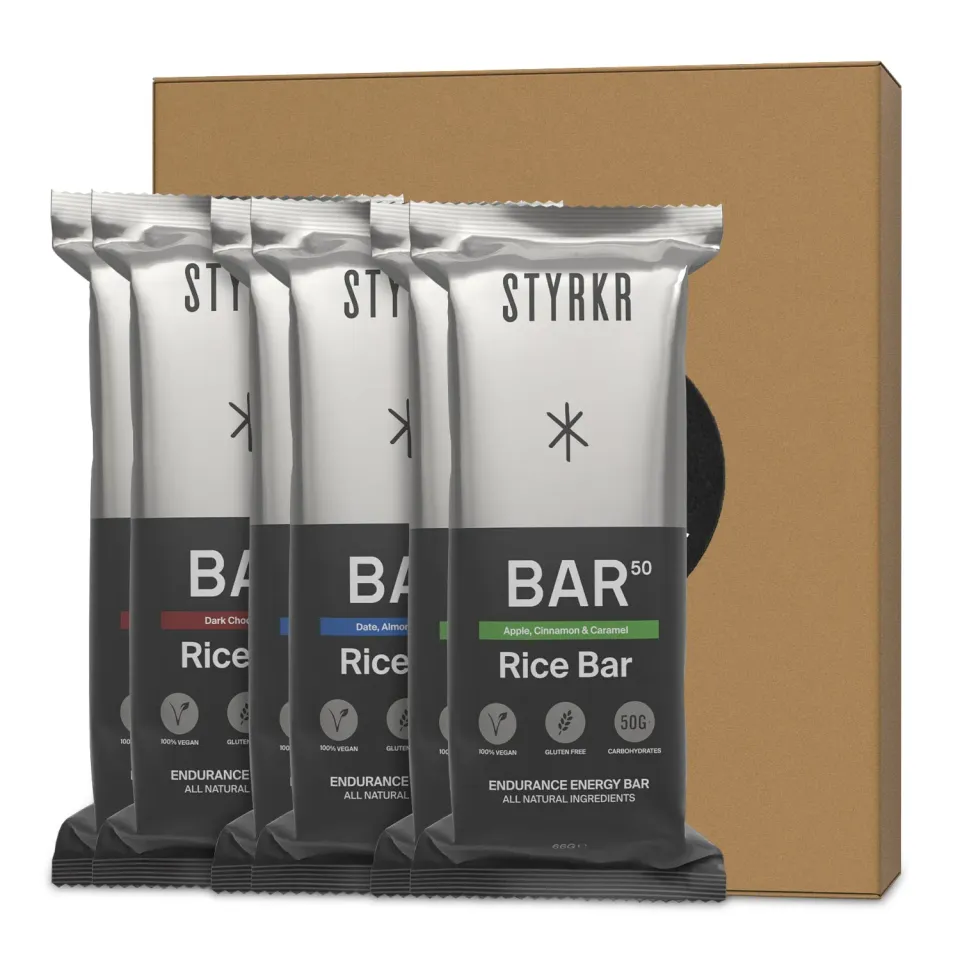 Styrkr BAR50 energibar provbox 6-pack 3 smaker