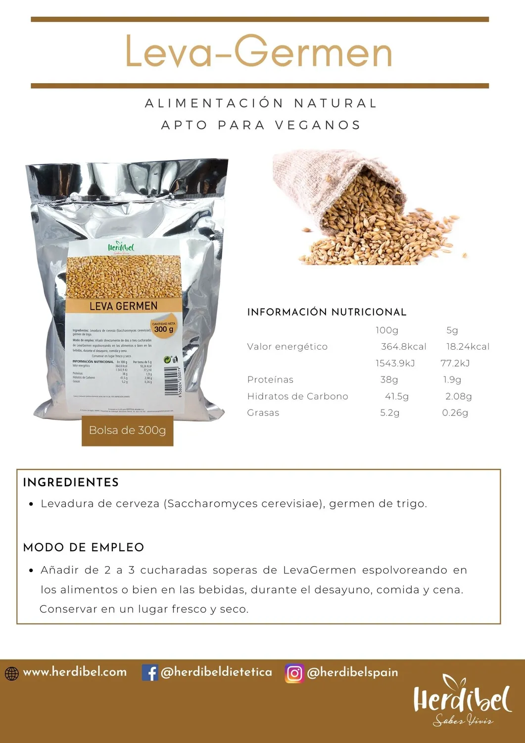 Herdibel Öljäst pulver 200 g proteinrik