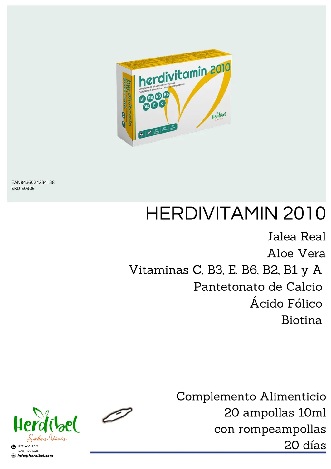 Herdibel Herdivitamin 2010 ampuller 20x10 ml energi