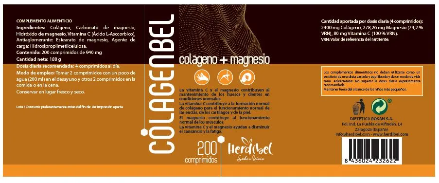 Herdibel Colagenbel kollagentabletter 200 st magnesium