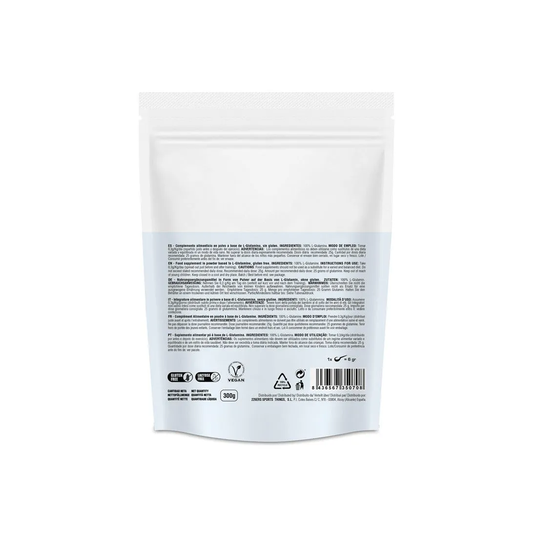 226ERS Glutamina glutaminpulver neutral 300 g vegansk