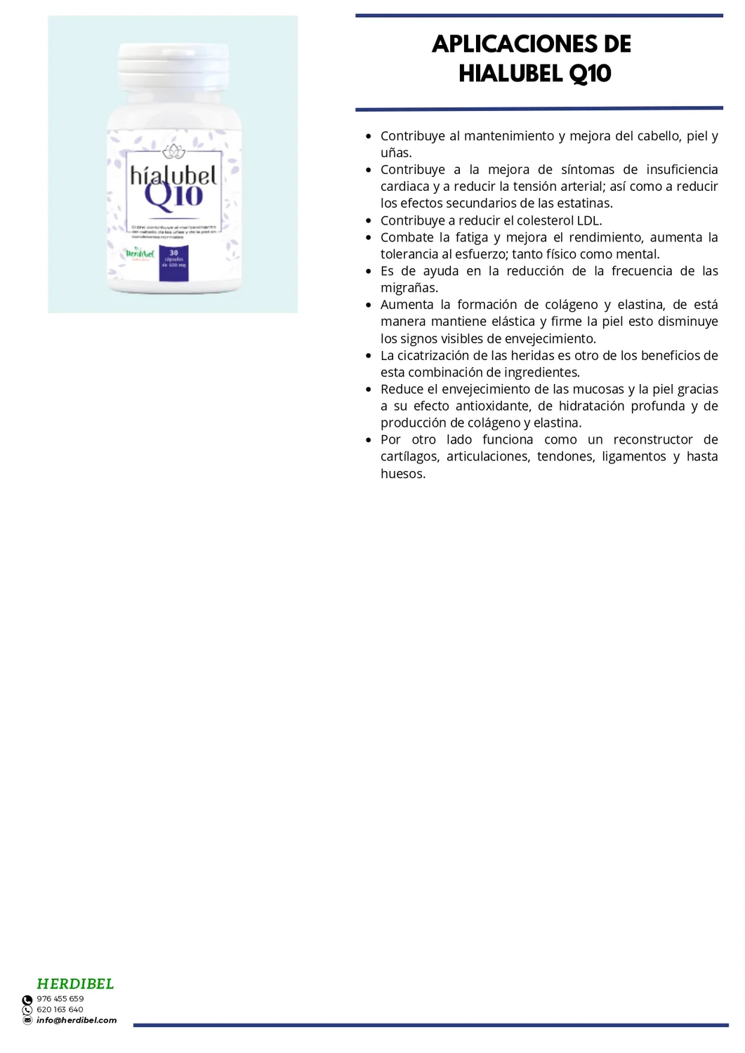 Herdibel Mg B6 B12 Hialubel Q10 kosttillskott 130-pack magnesium