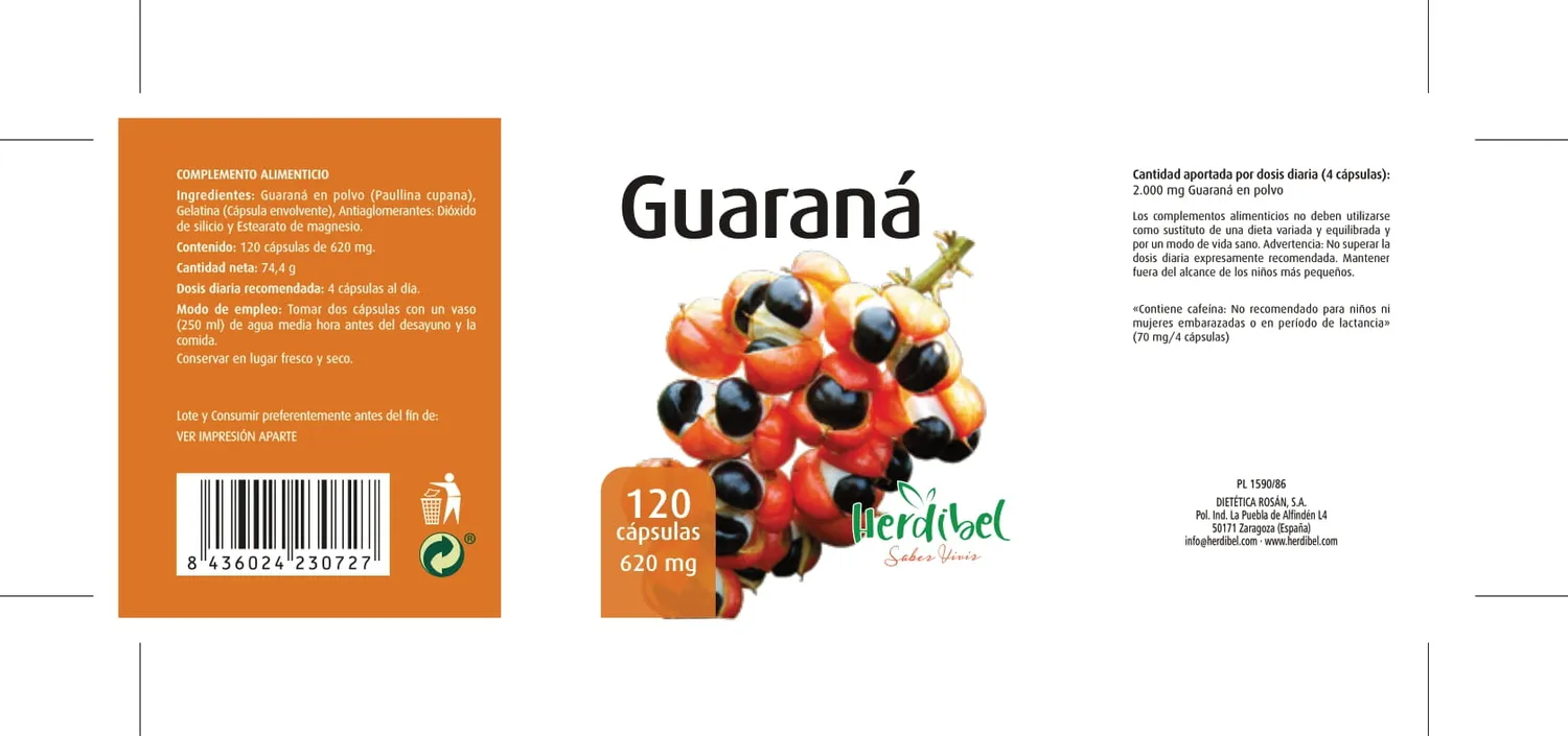 Herdibel Guaraná kapslar 120 st energi