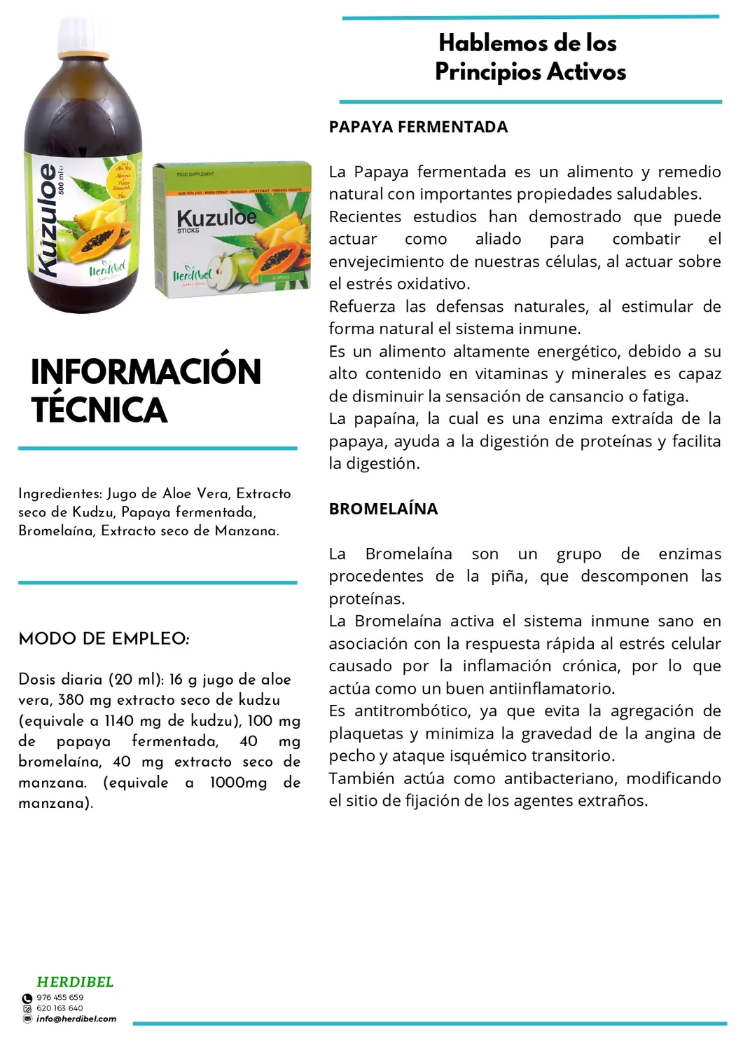 Herdibel Kuzuloe magtillskott 30 sticks aloe vera
