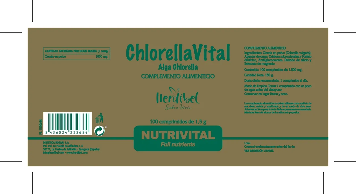 Herdibel ChlorellaVital tabletter 100 st proteinrik alg