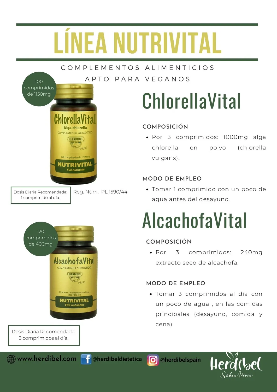 Herdibel ChlorellaVital tabletter 100 st proteinrik alg