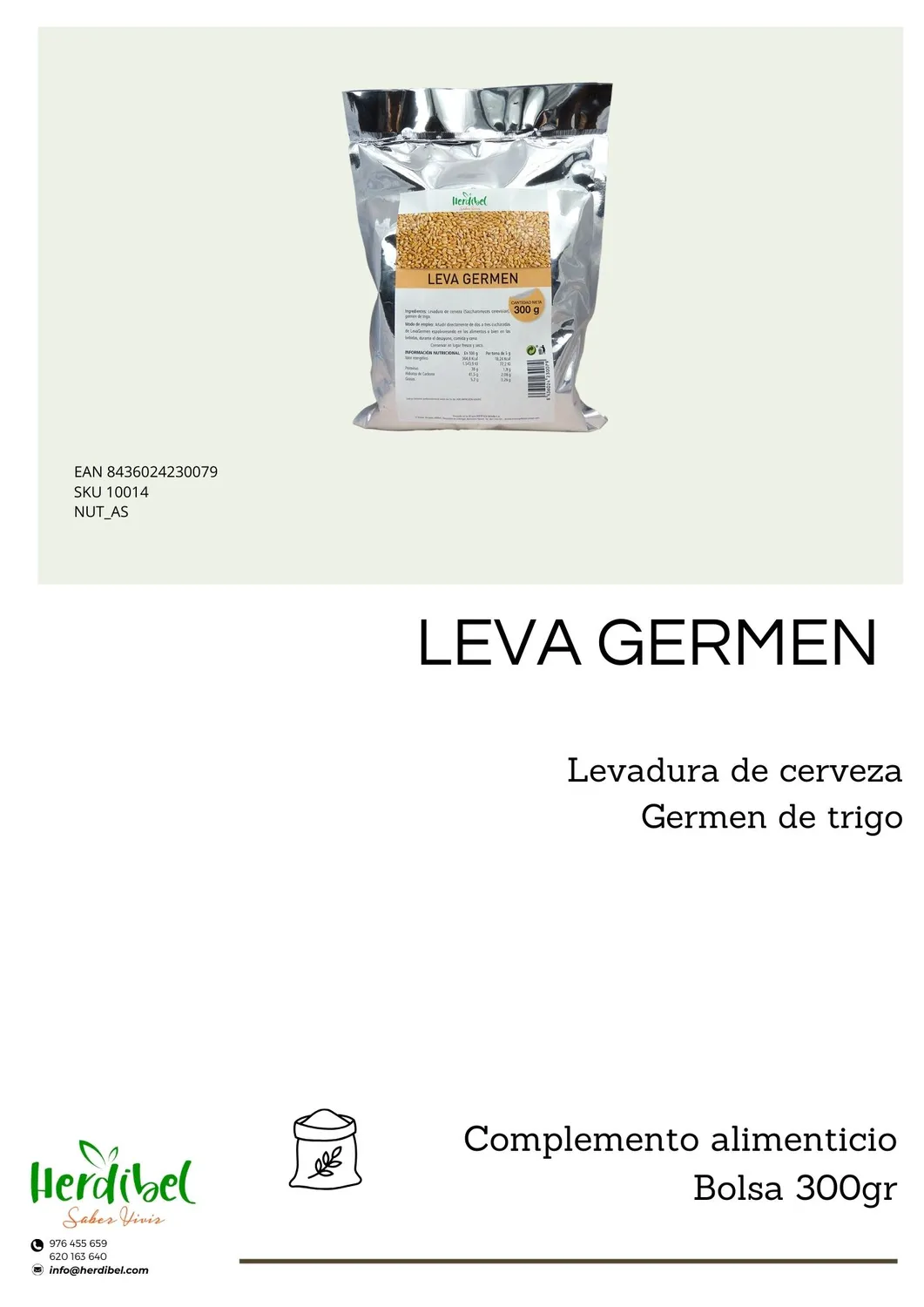 Herdibel Leva-Germen flingor 300 g protein fiber