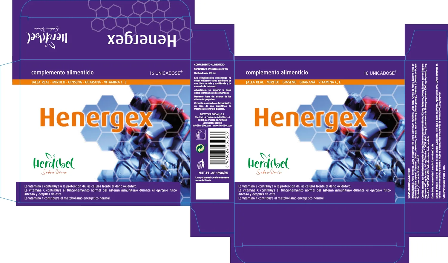 Herdibel Henergex vitamindryck 16 doser C+E