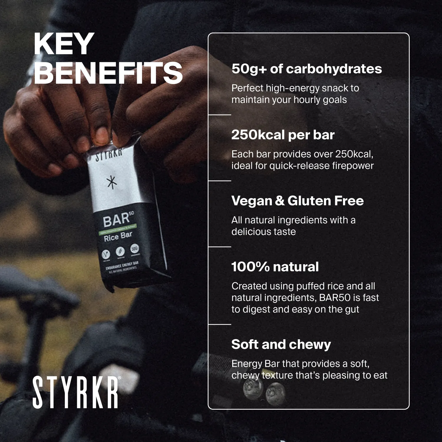 Styrkr BAR50 Apple Cinnamon Caramel energibar 12-pack 50 g kolhydrater