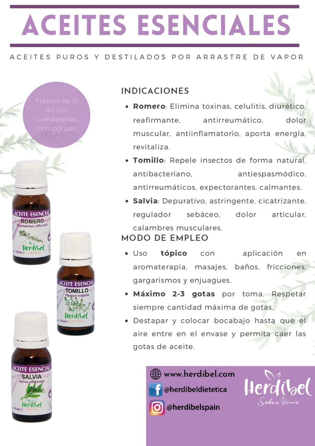 Herdibel Rosmarin eterisk olja 10 ml uppiggande