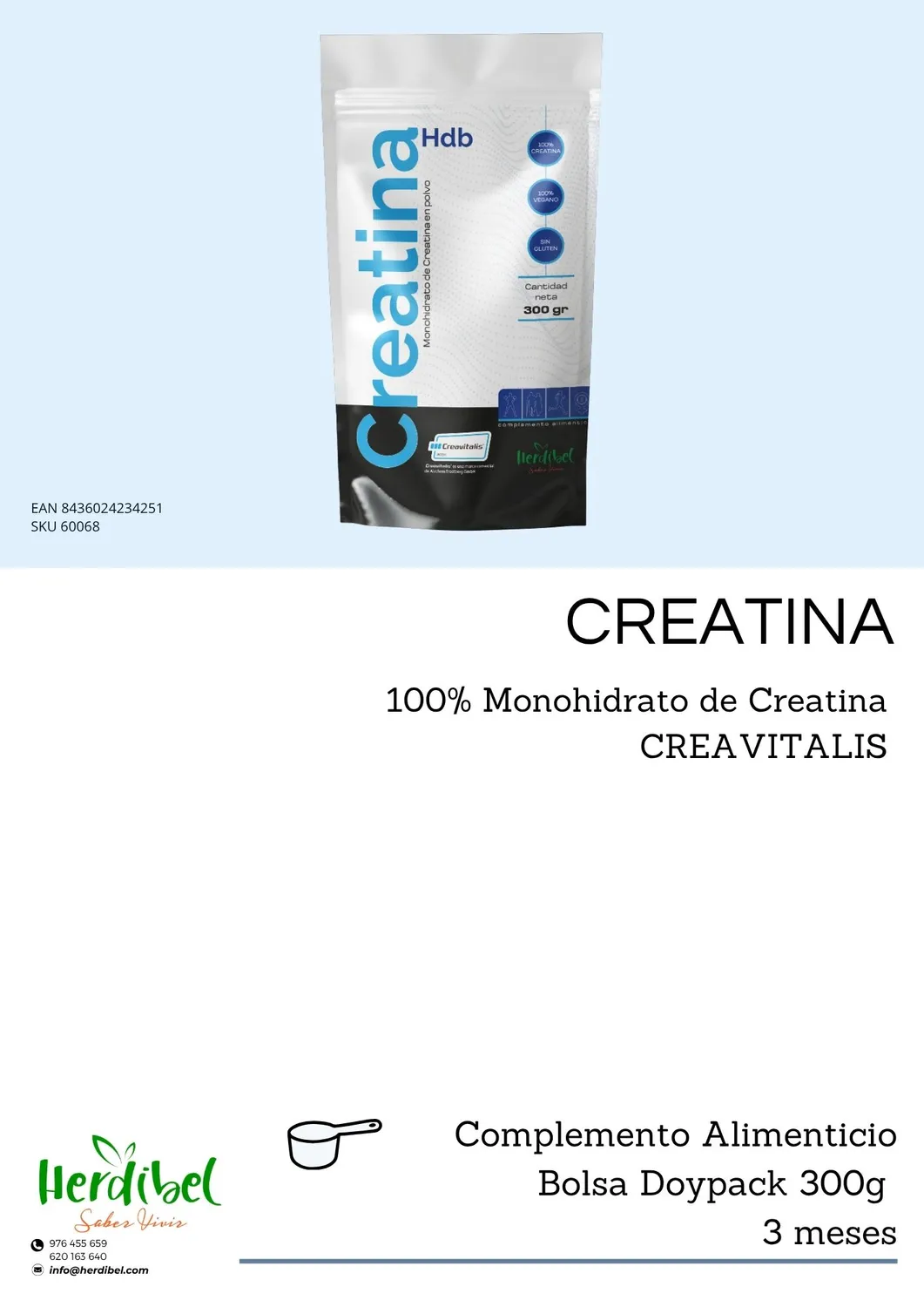 Herdibel Creatina HDB kreatin 300 g monohydrat