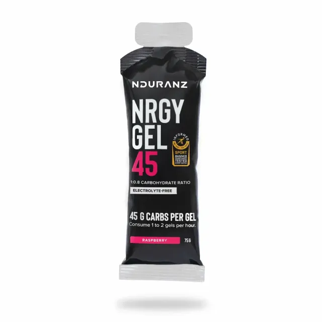 Nduranz Nrgy Gel 45 energigel Hallon utan elektrolyter kolhydrat