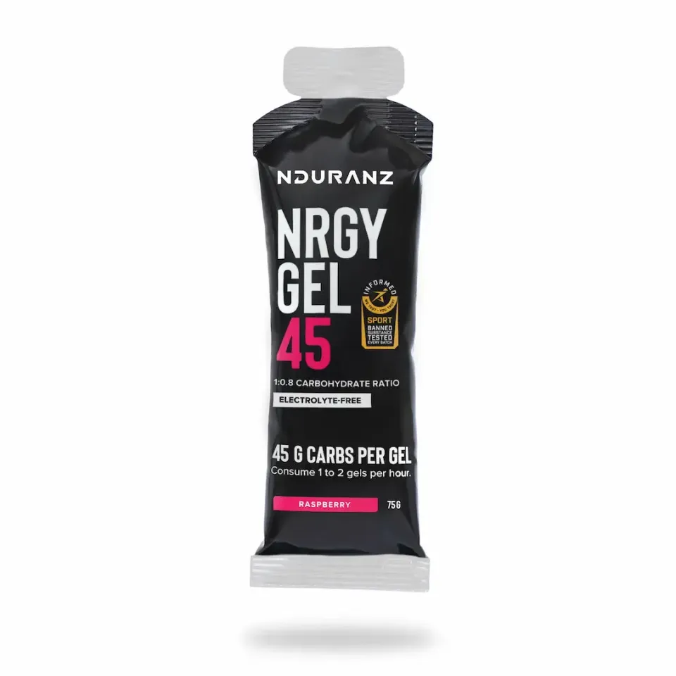 Nduranz Nrgy Gel 45 energigel Hallon utan elektrolyter kolhydrat
