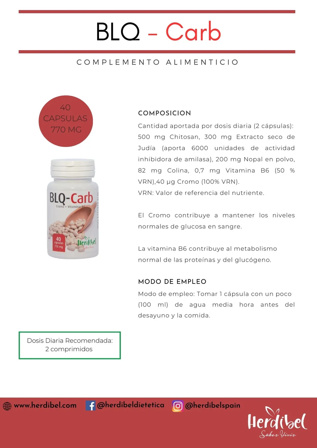 Herdibel BLQ-Carb chitosan kapslar 40 st fettblockerare