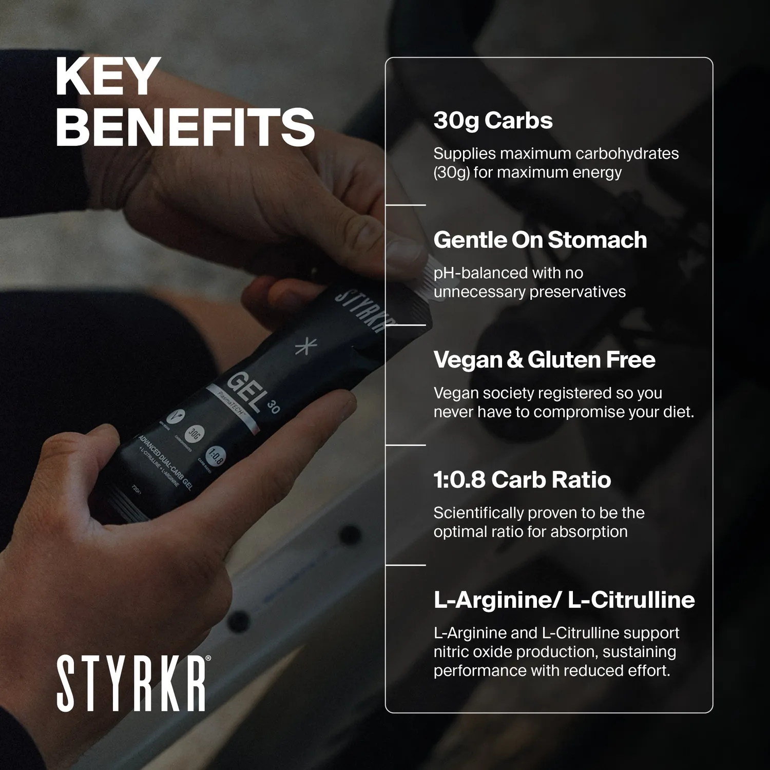 Styrkr GEL30 energigel 12-pack 30 g kolhydrater