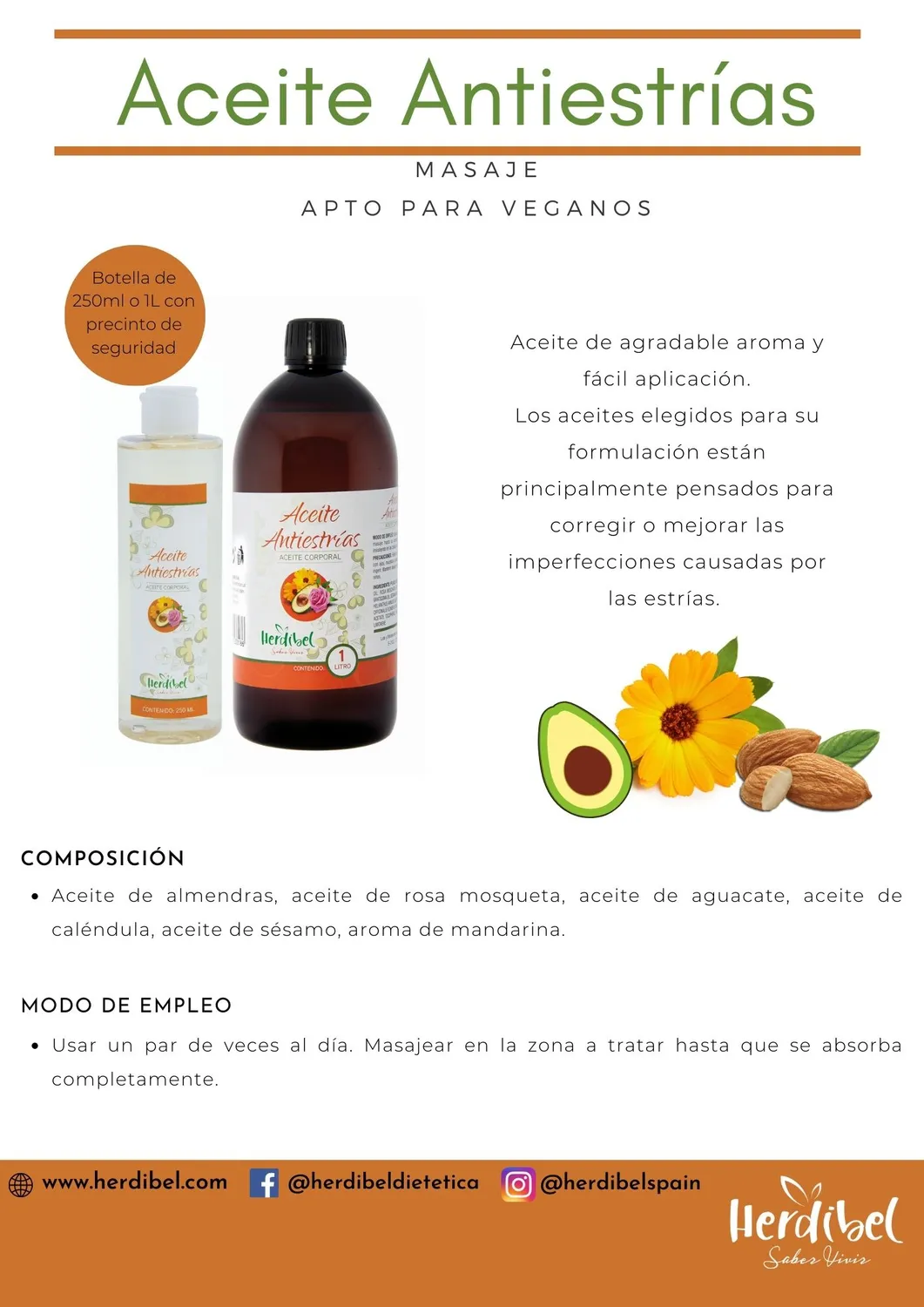 Herdibel Antiestrías kroppsolja 250 ml bristningar