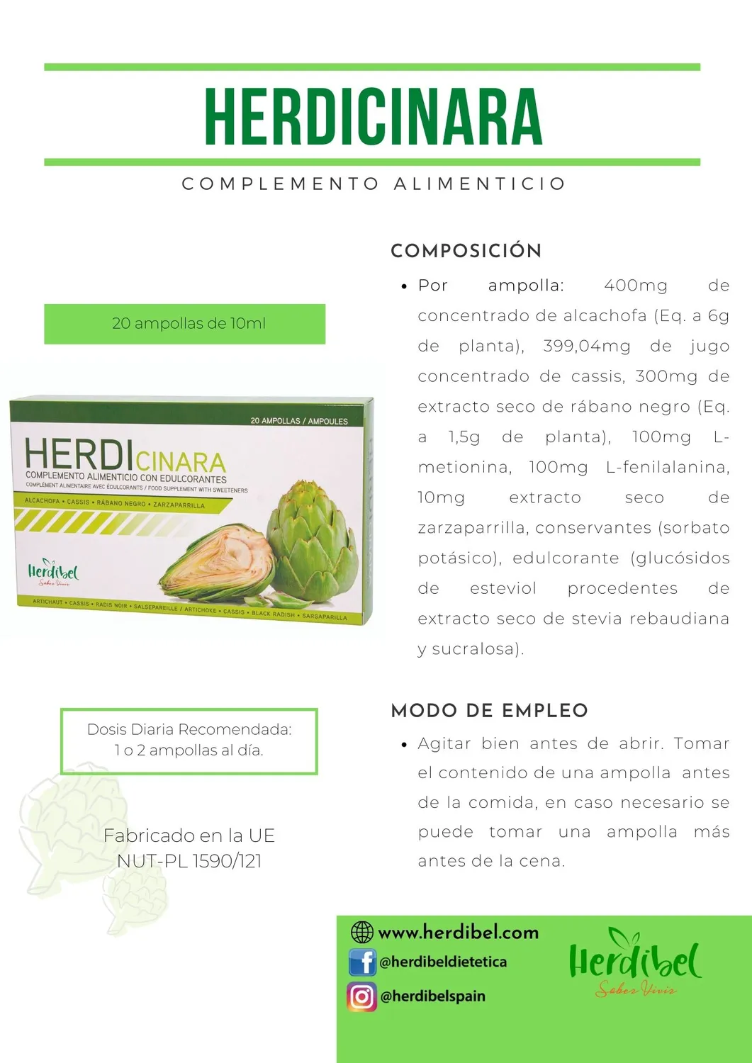 Herdibel Herdicinara kronärtskockstillskott detox