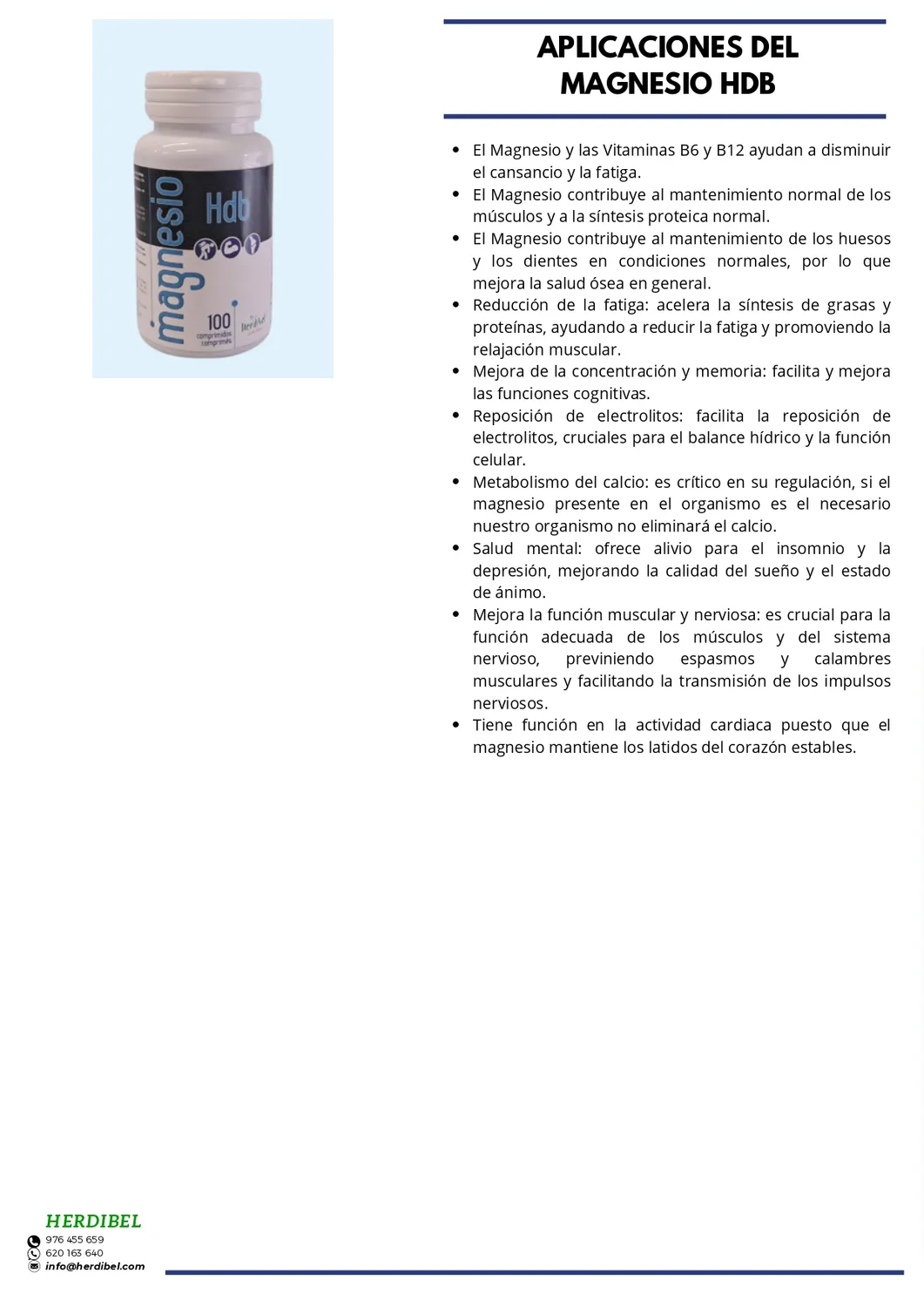 Herdibel Mg B6 B12 Hialubel Q10 kosttillskott 130-pack magnesium