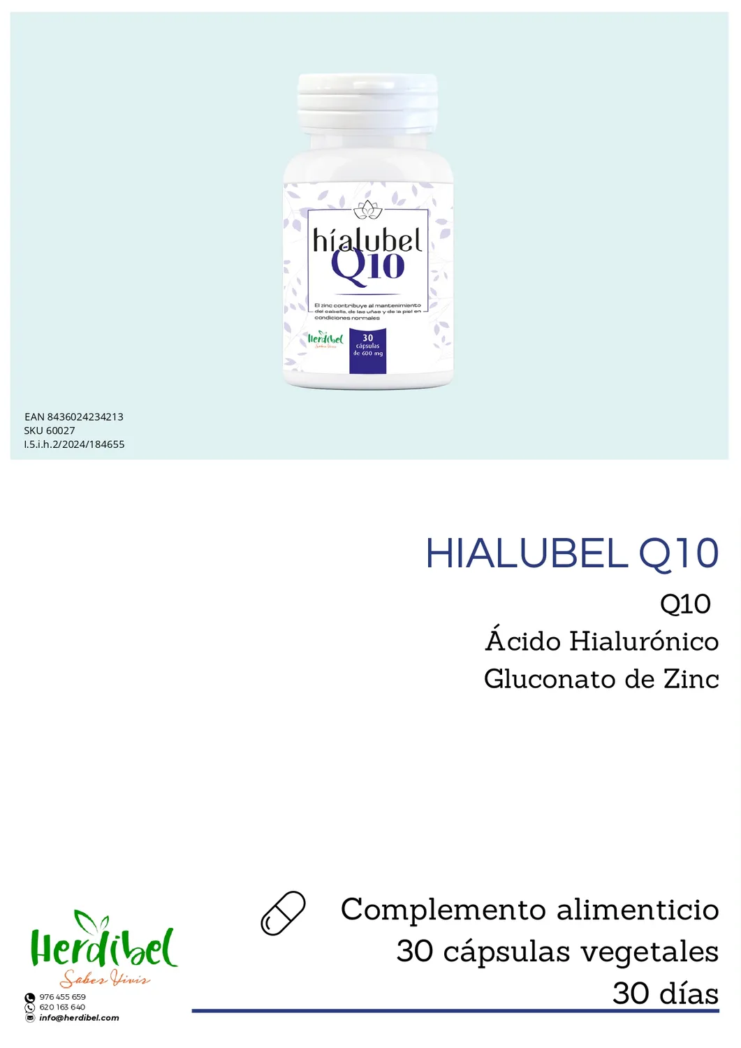 Herdibel Hialubel Q10 kapslar 30 st hyaluronsyra
