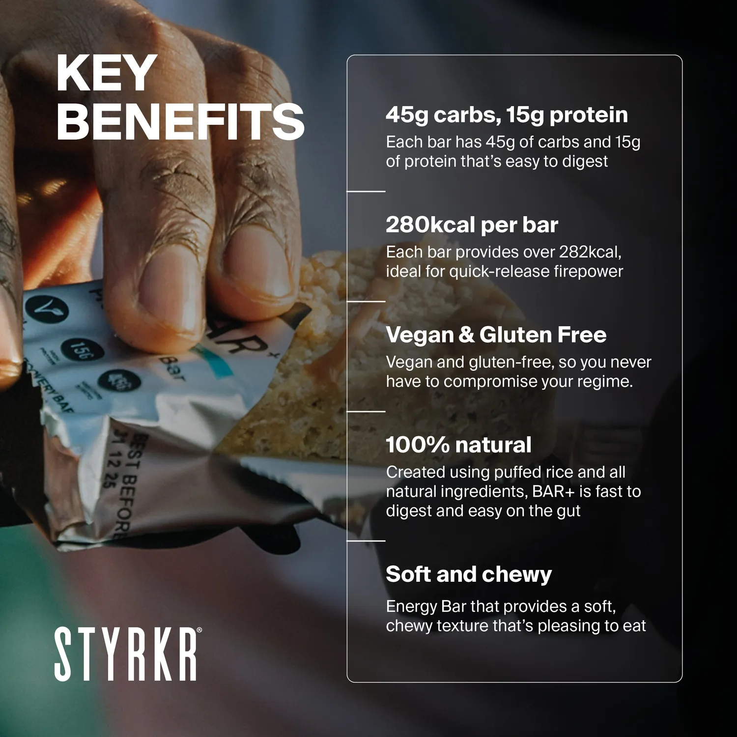 Styrkr BAR+ Recovery Bar 3-pack provsmak