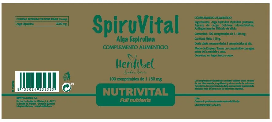 Herdibel SpiruVital tabletter 100 st proteinrika
